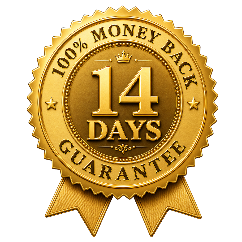14-day guarantee seal — 100% money back